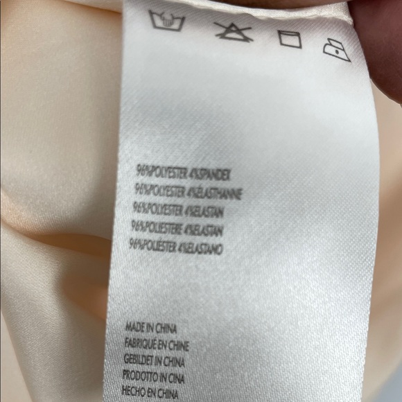 Backyard Rose Satin Romanic Elegant Cream Women M Midi Slit Front Classic Skirt - Picture 8 of 10